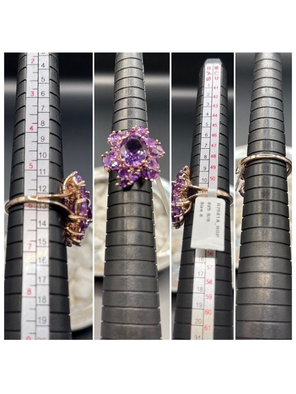 Amethyst Ring Oval Pear Cut 14K Rose Gold Sterling Silver Purple/Pink W 6 NWT - Picture 11 of 17